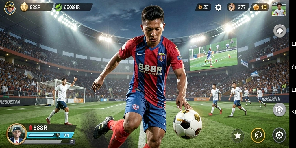 Gameplay mendebarkan di 888R dengan aksi olahraga seru.
