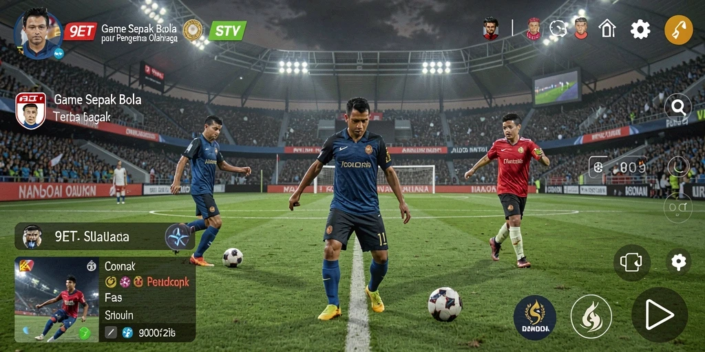 Screenshot gameplay sepak bola yang menegangkan dari 9ET.