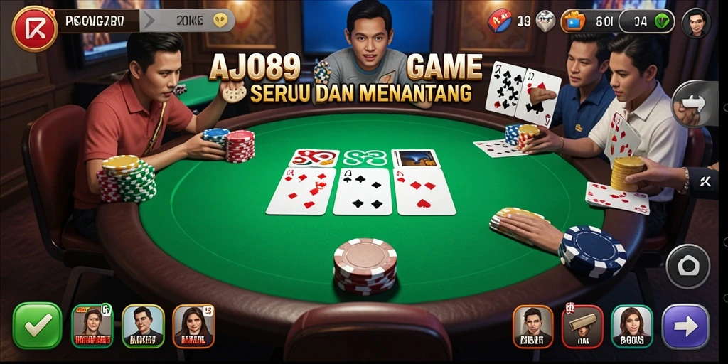 Tampilan gameplay Poker yang mendebarkan dalam AJO89.