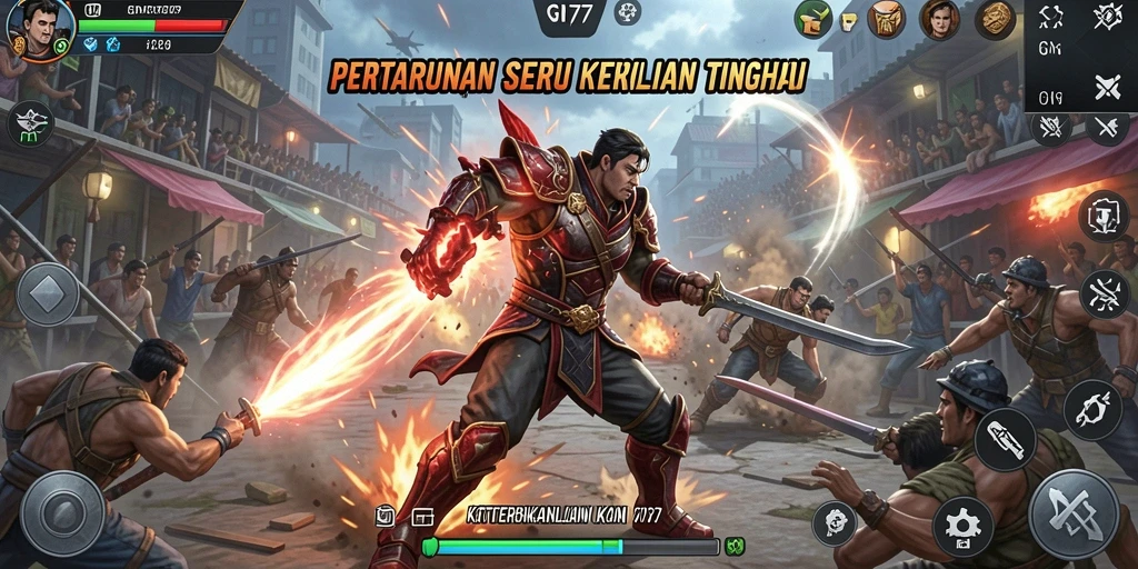 Tampilan gameplay GN777 menampilkan pertarungan seru antara karakter.