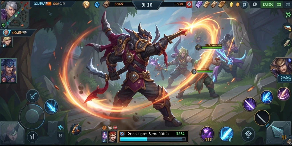 Gameplay seru dari game MOBA GOJEKVIP dengan karakter yang beragam.