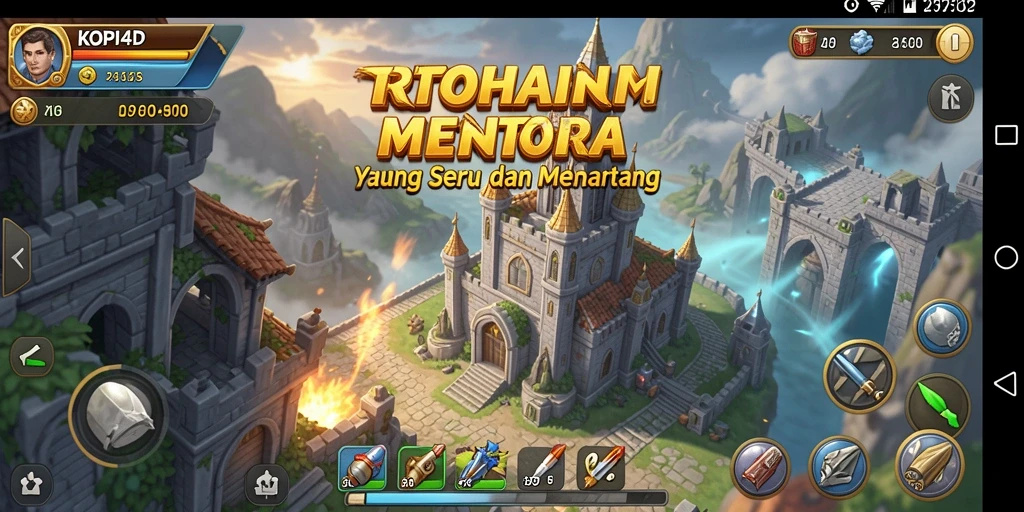 Tampilan gameplay KOPI4D dalam pertempuran Tower Defense yang intens.