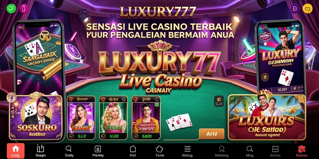 Tampilan gameplay LUXURY777 menampilkan dealer langsung dalam suasana kasino yang menegangkan.
