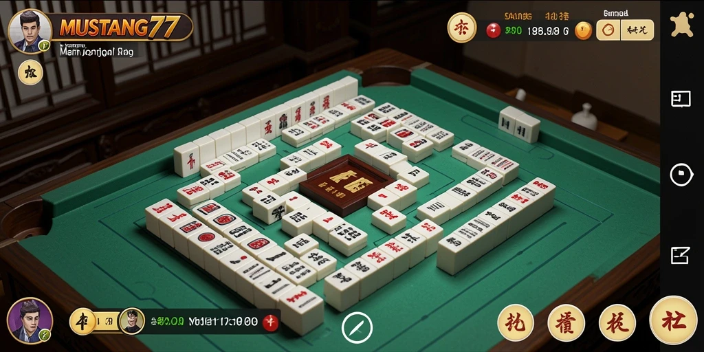 Screenshot game MUSTANG77 menampilkan gameplay Mahjong yang menarik dan seru.