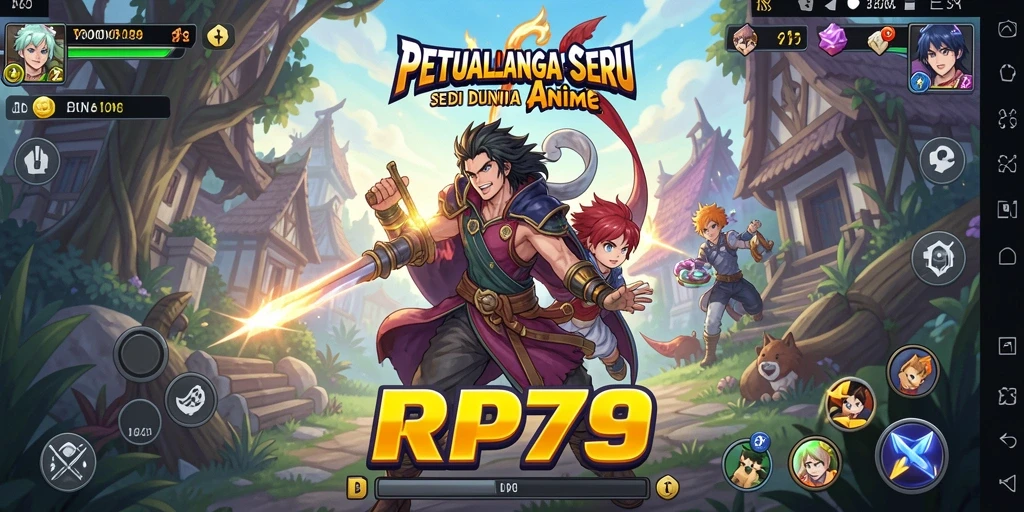 Screenshot gameplay RP79 dengan karakter anime yang menarik.