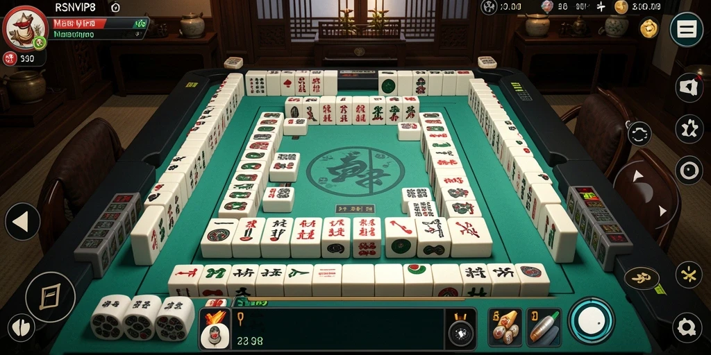 Tampilan gameplay seru dengan ubin Mahjong yang berwarna-warni.