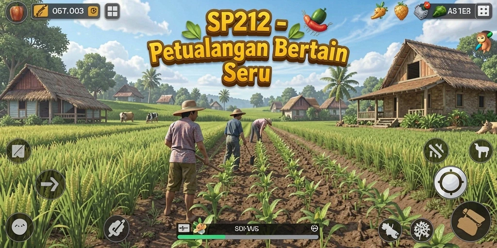 Gameplay SP212 menampilkan aktivitas bertani yang seru dan interaktif.