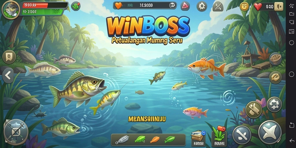 Tampilan gameplay <strong>WINBOSS</strong> yang mengasyikkan saat memancing ikan.